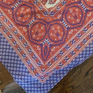 Anthropologie block print purple red pink scarf